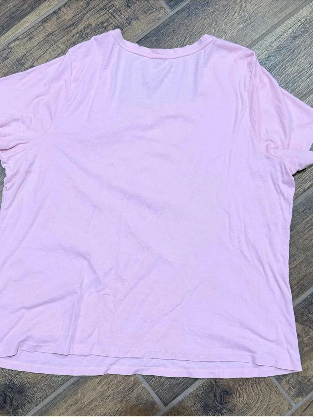 Bobbie Brooks Light Pink Short Sleeve Square Neck Tee with Stud Accents - Picture 2 of 4